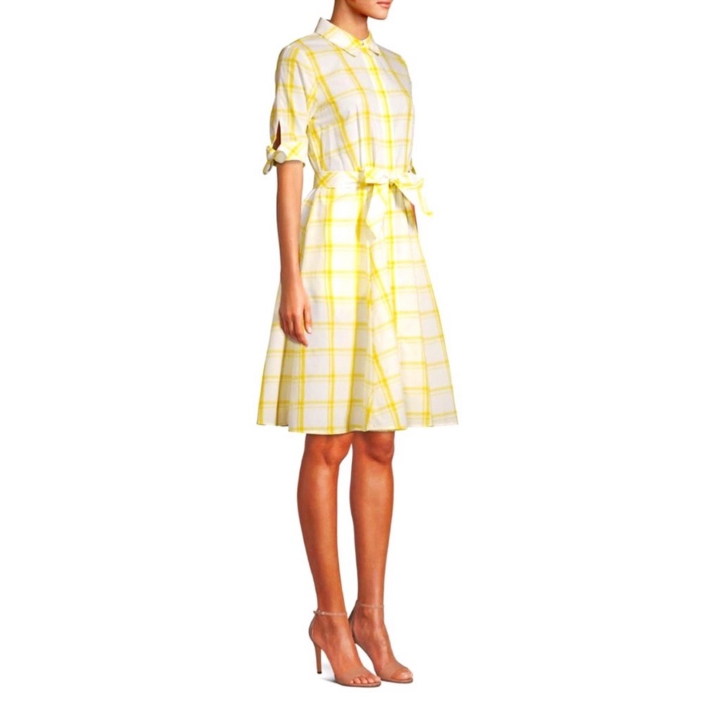 Calvin Klein yellow plaid dress